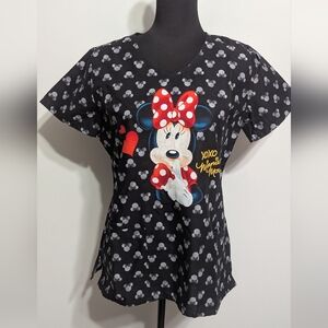 Disney Minnie Mouse Black Scrub Top